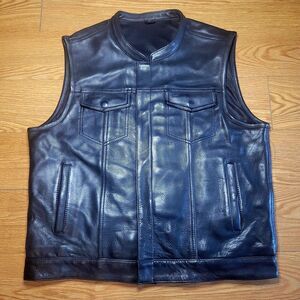 First Classics Platinum Label Leather Motorcycle Vest Sz XXL Black Carry/Conceal